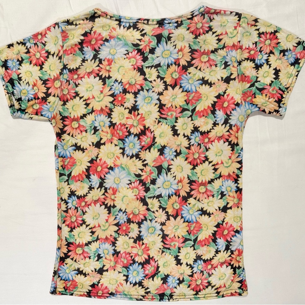 Vintage Y2K FCNY New York Women S Shirt Flower Yellow 90s Silky Whimsy Fairy EUC - Picture 2 of 14